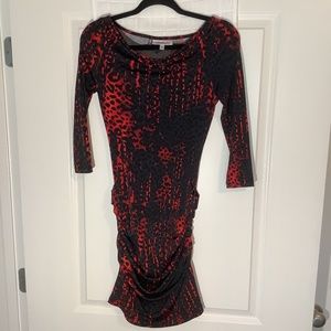 Jennifer Lopez Ladies Long Sleeve Fitted Dress Black/ Red Size XS